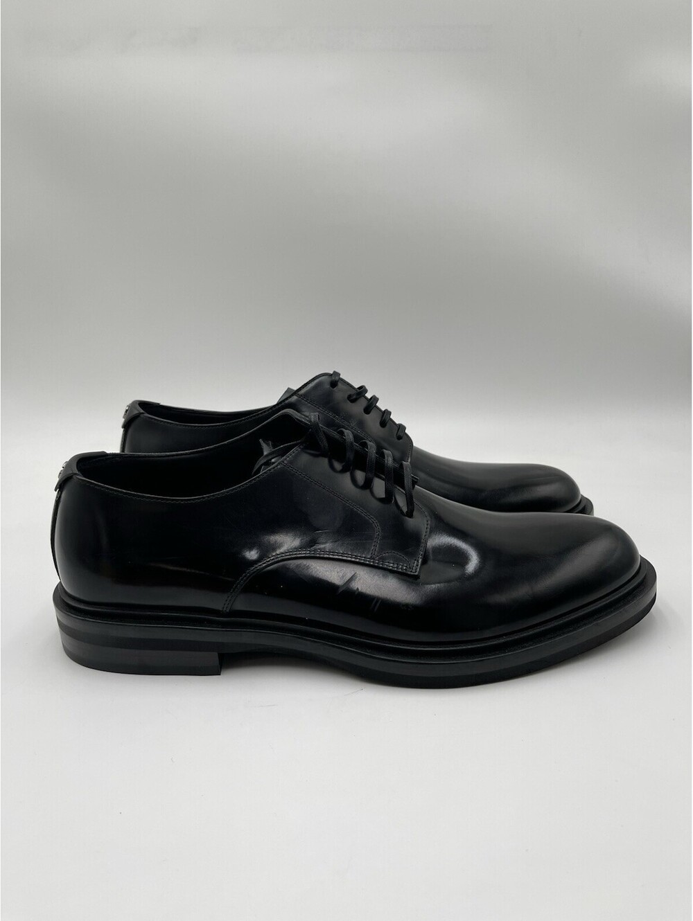 Dolce & Gabbana Men’s polished Black Patent Leather Derby Shoes Size 10UK